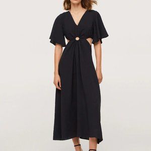 MANGO black modal slit dress cut outs size 10